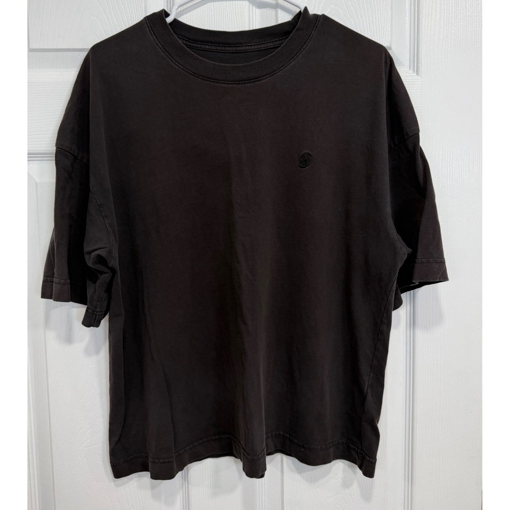 Standard Cloth Mens Faded Black Relaxed Boxy T-Shirt Medium Embroidered Logo